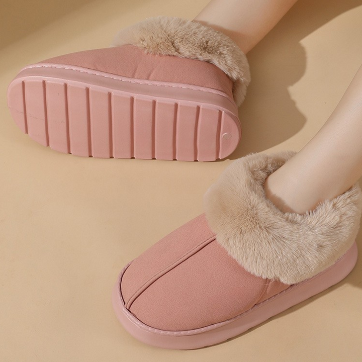 Chaussons Mules Doublés Fourrure à Semelle Épaisse pour Femme
