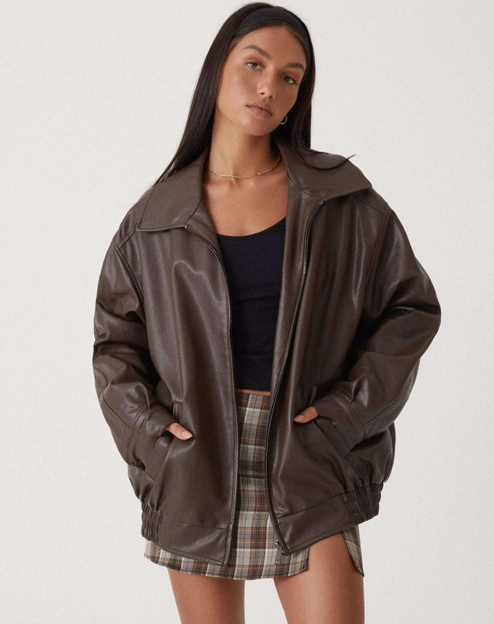 Veste Oversize Femme en Simili-Cuir PU