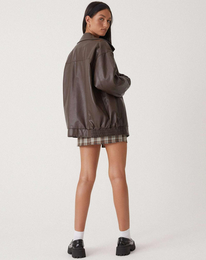 Veste Oversize Femme en Simili-Cuir PU