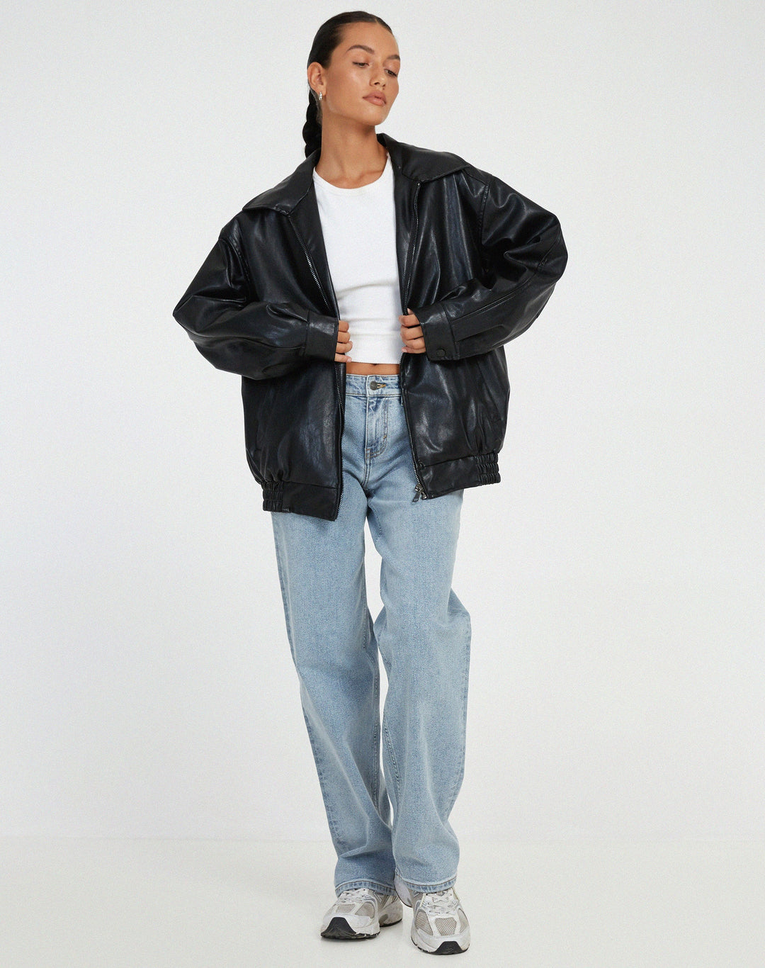 Veste Oversize Femme en Simili-Cuir PU