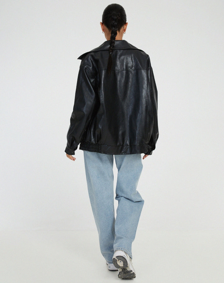 Veste Oversize Femme en Simili-Cuir PU
