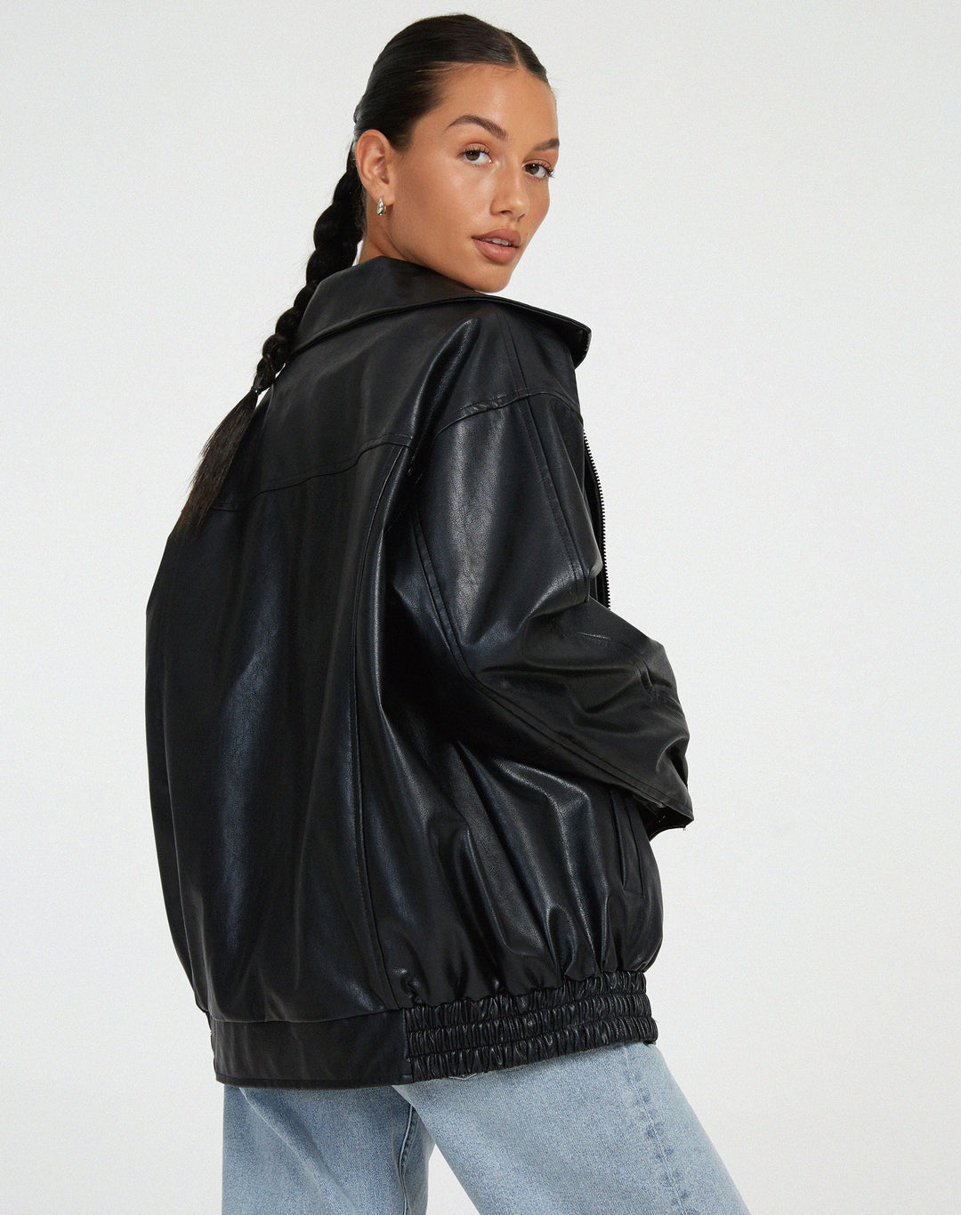 Veste Oversize Femme en Simili-Cuir PU