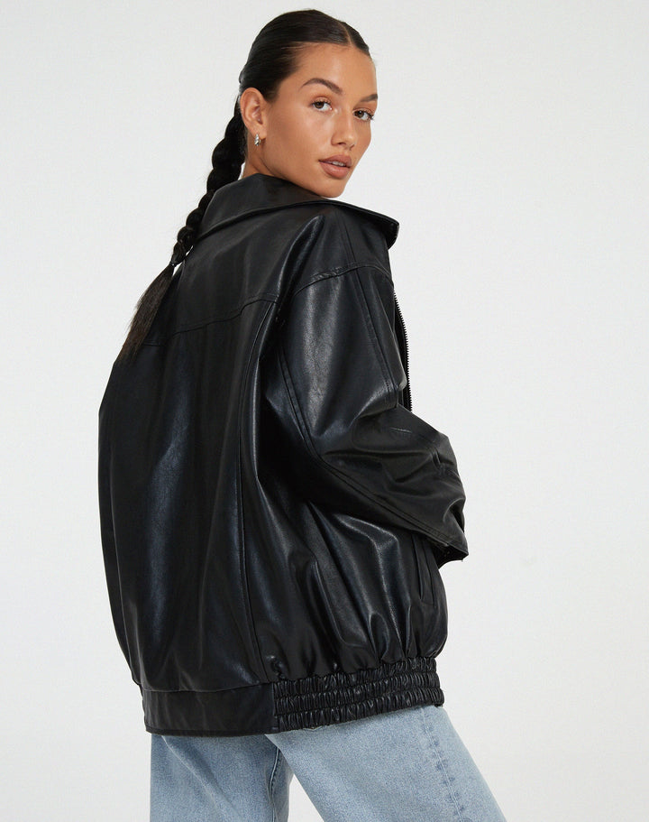 Veste Oversize Femme en Simili-Cuir PU