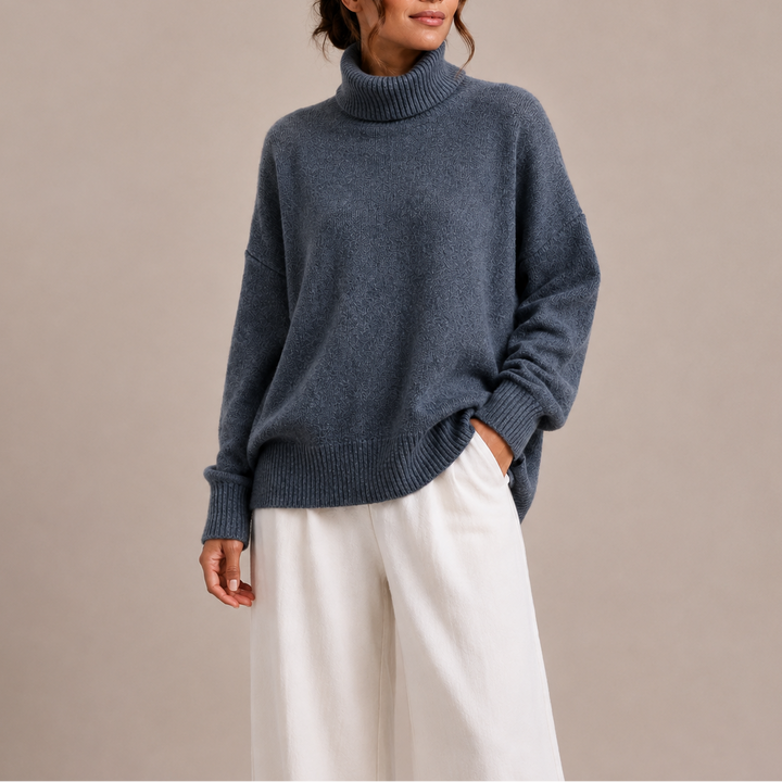 Pull Femme Col Roulé Oversize en Maille