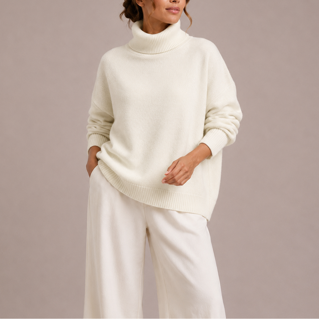 Pull Femme Col Roulé Oversize en Maille