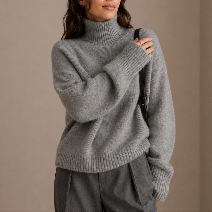 Pull Femme Col Roulé Oversize en Maille