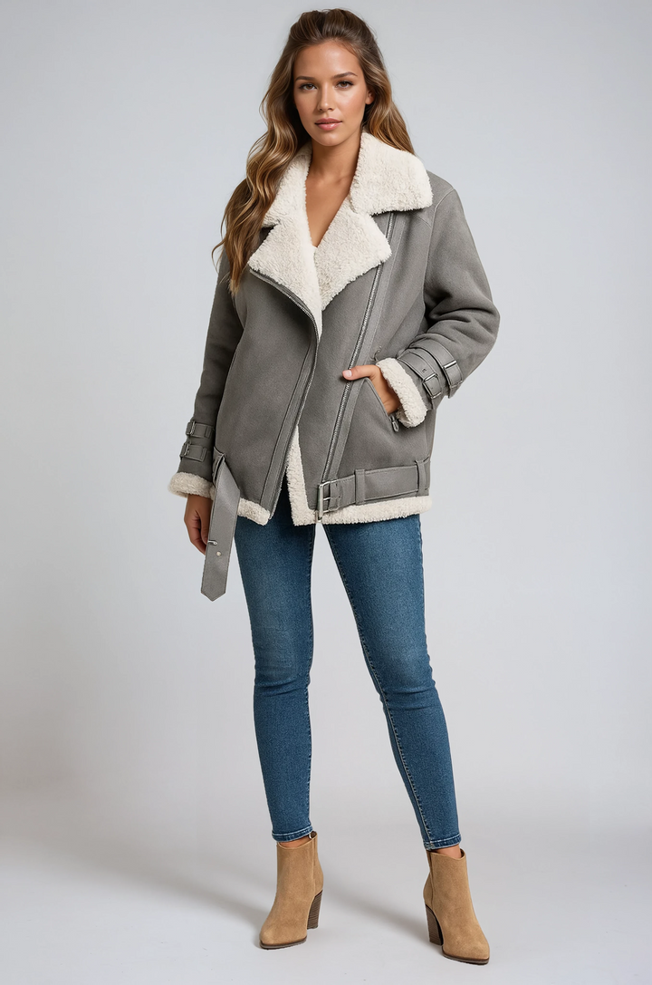 Veste d’Hiver Femme Doublée en Fausse Fourrure – Coupe Oversize