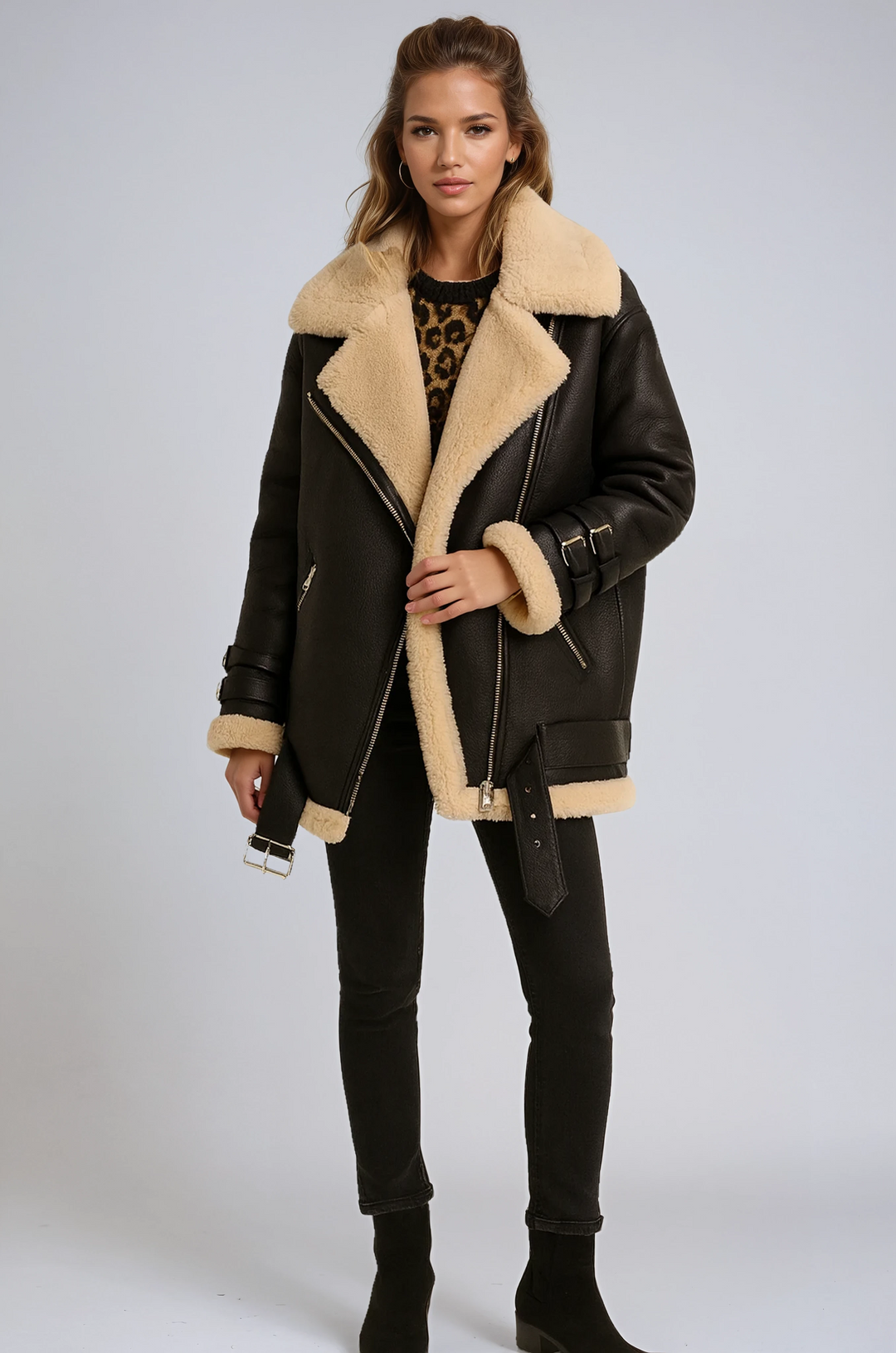 Veste d’Hiver Femme Doublée en Fausse Fourrure – Coupe Oversize