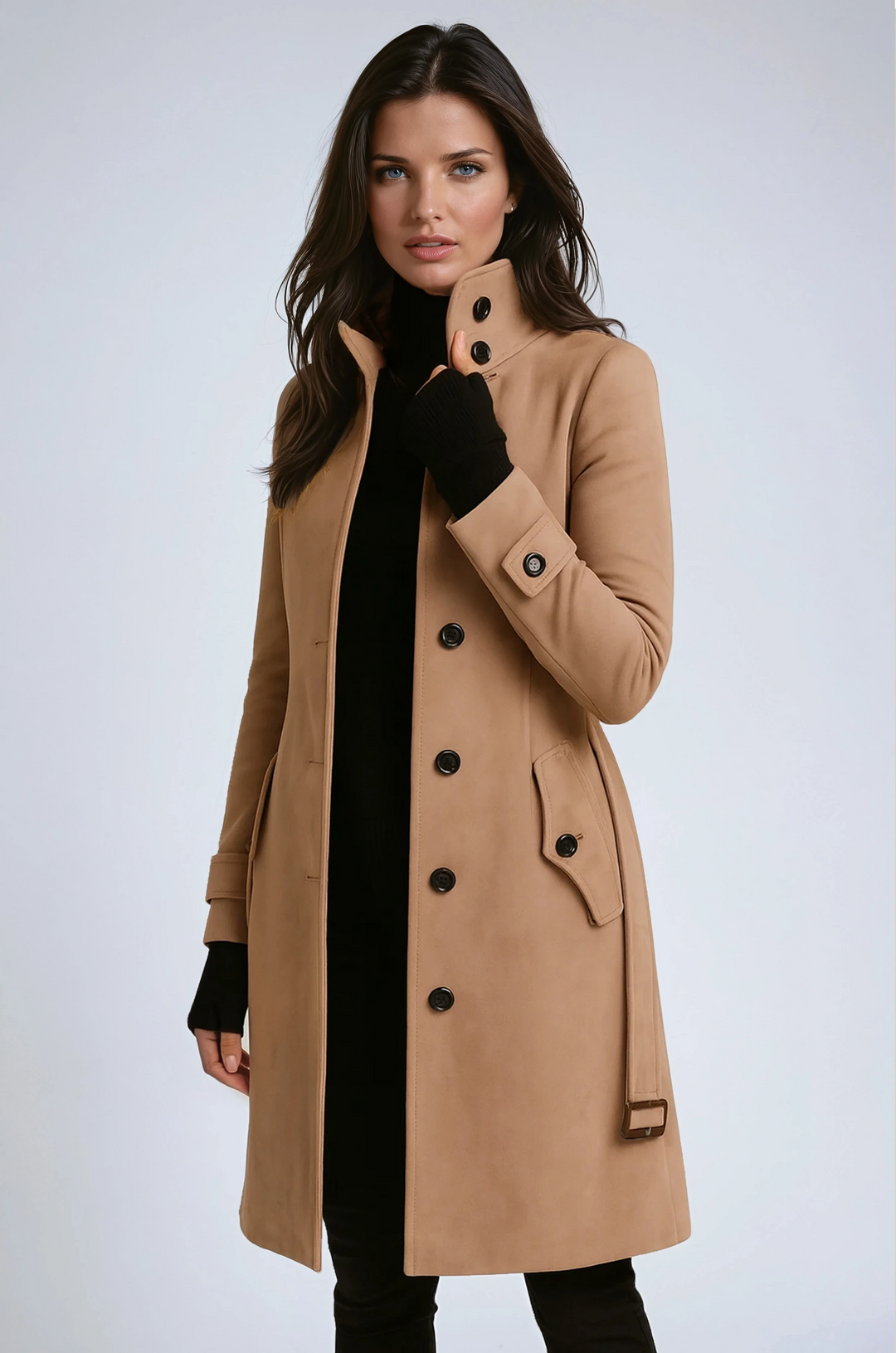 Manteau Long Femme Col Montant
