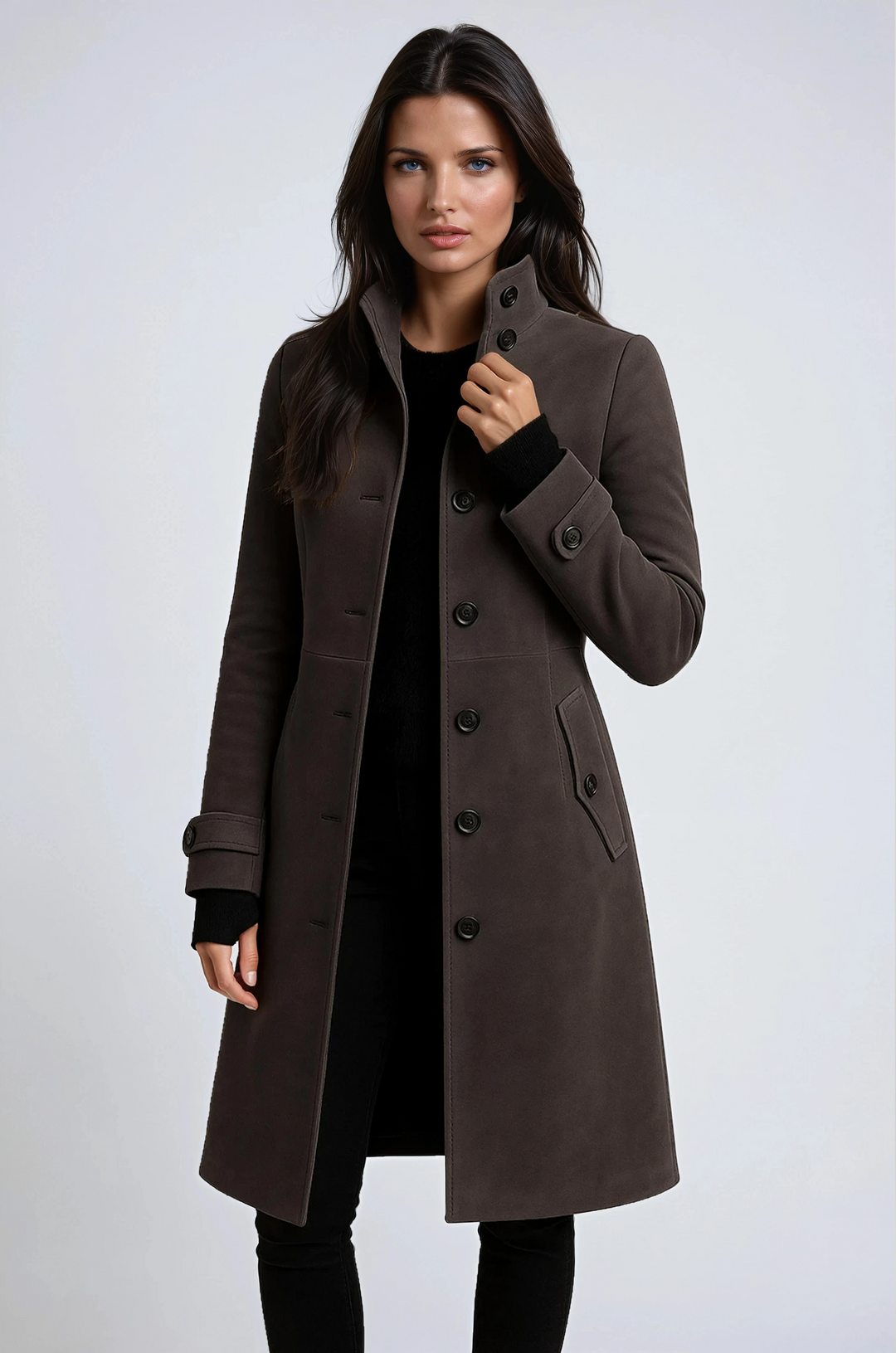 Manteau Long Femme Col Montant