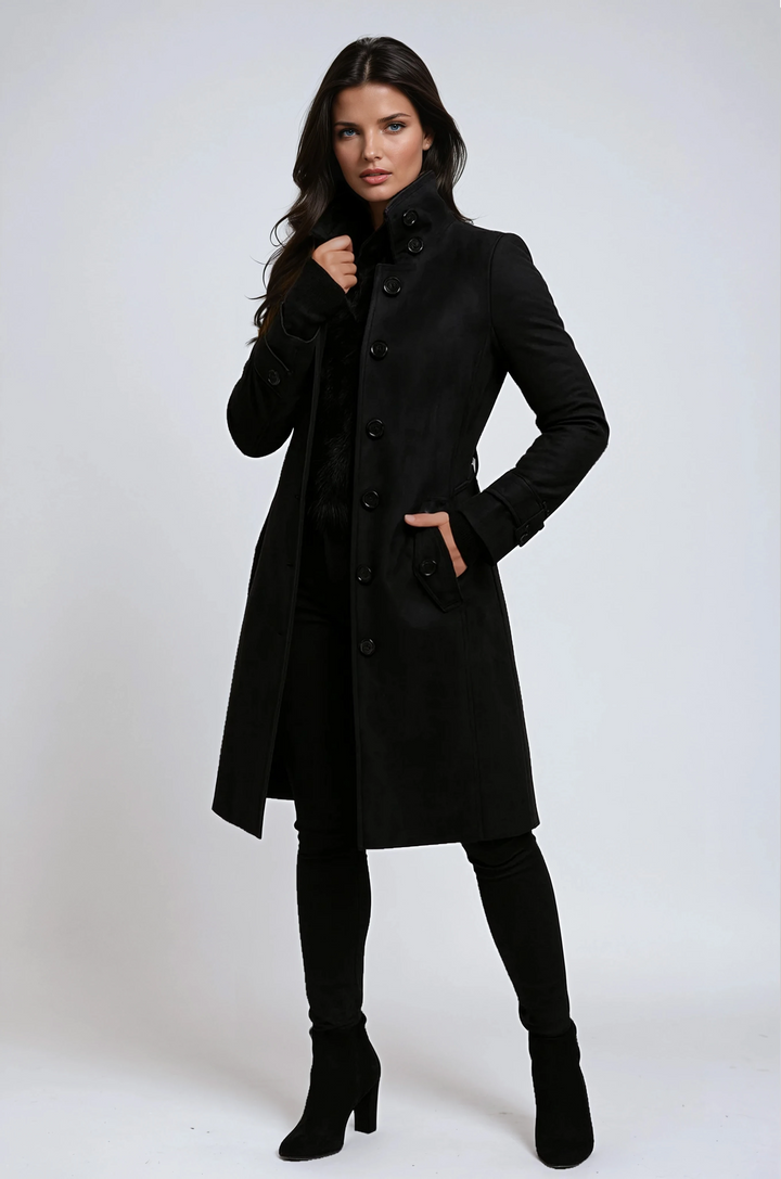 Manteau Long Femme Col Montant