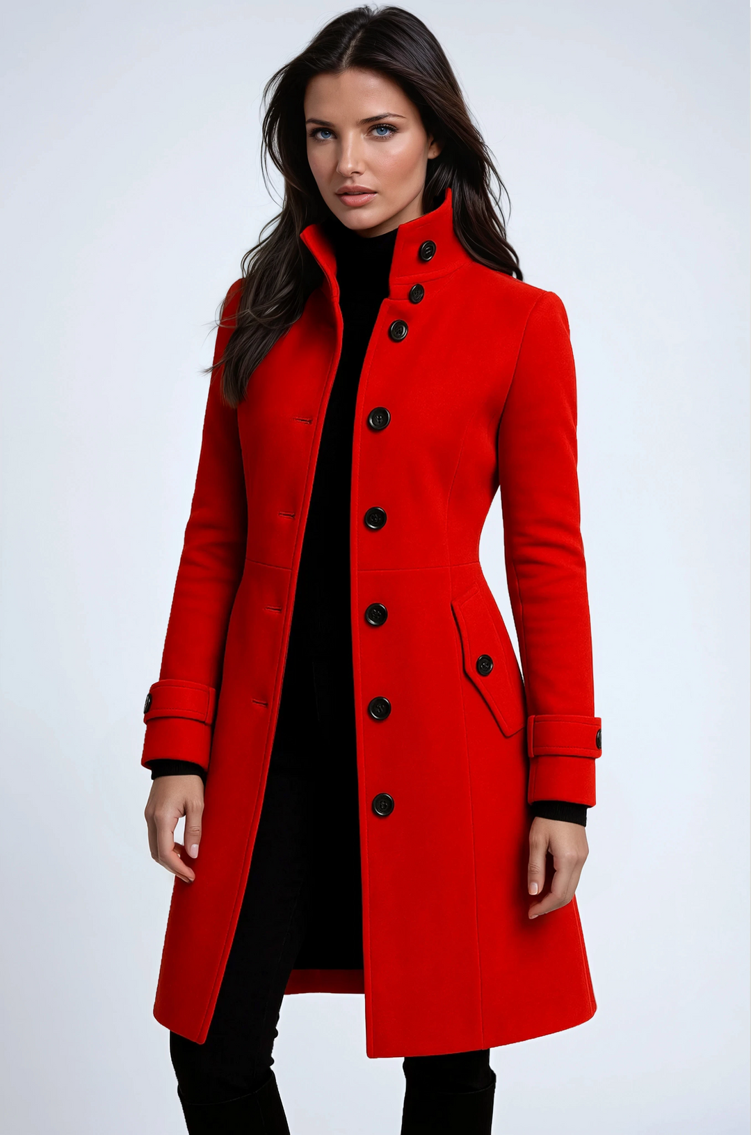 Manteau Long Femme Col Montant