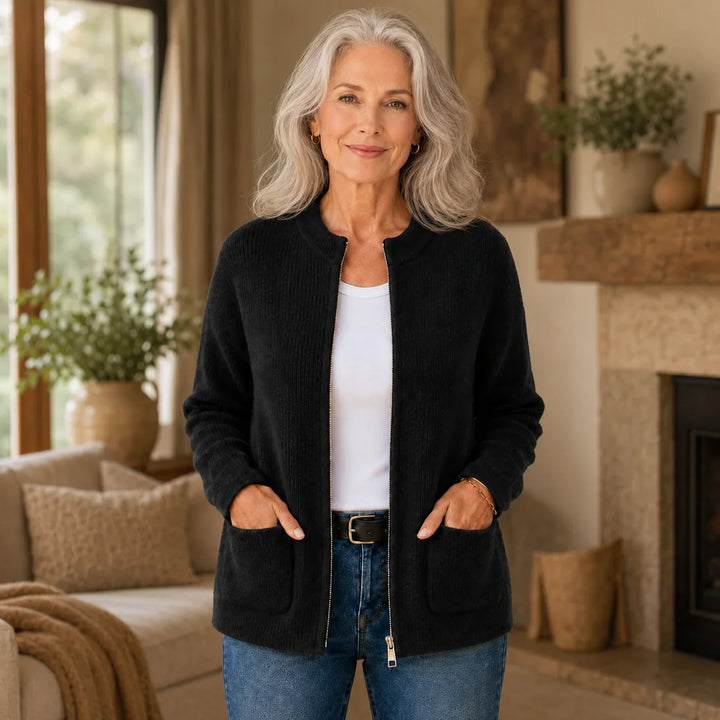 Cardigan Femme en Maille, Coupe Décontractée, Manches Longues Ouvert