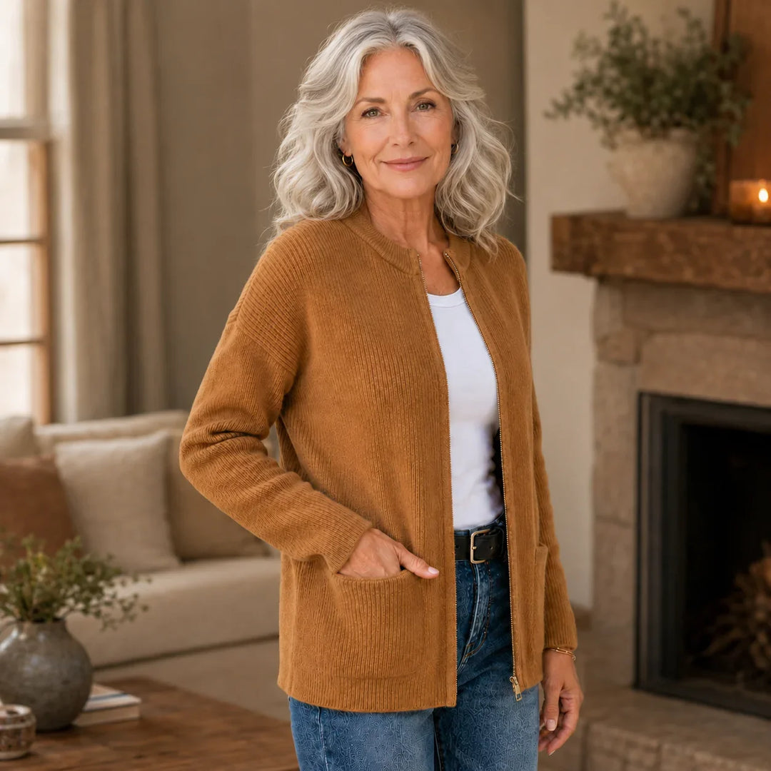 Cardigan Femme en Maille, Coupe Décontractée, Manches Longues Ouvert