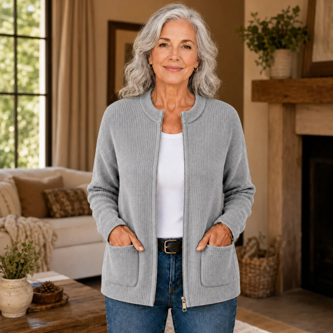 Cardigan Femme en Maille, Coupe Décontractée, Manches Longues Ouvert