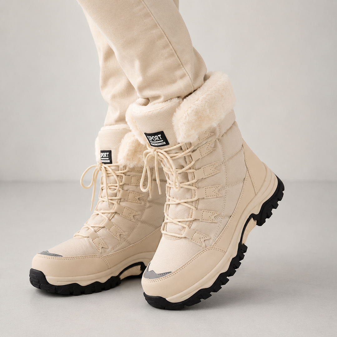 Bottes de Neige Femme Doublées en Fausse Fourrure avec Semelle Confort