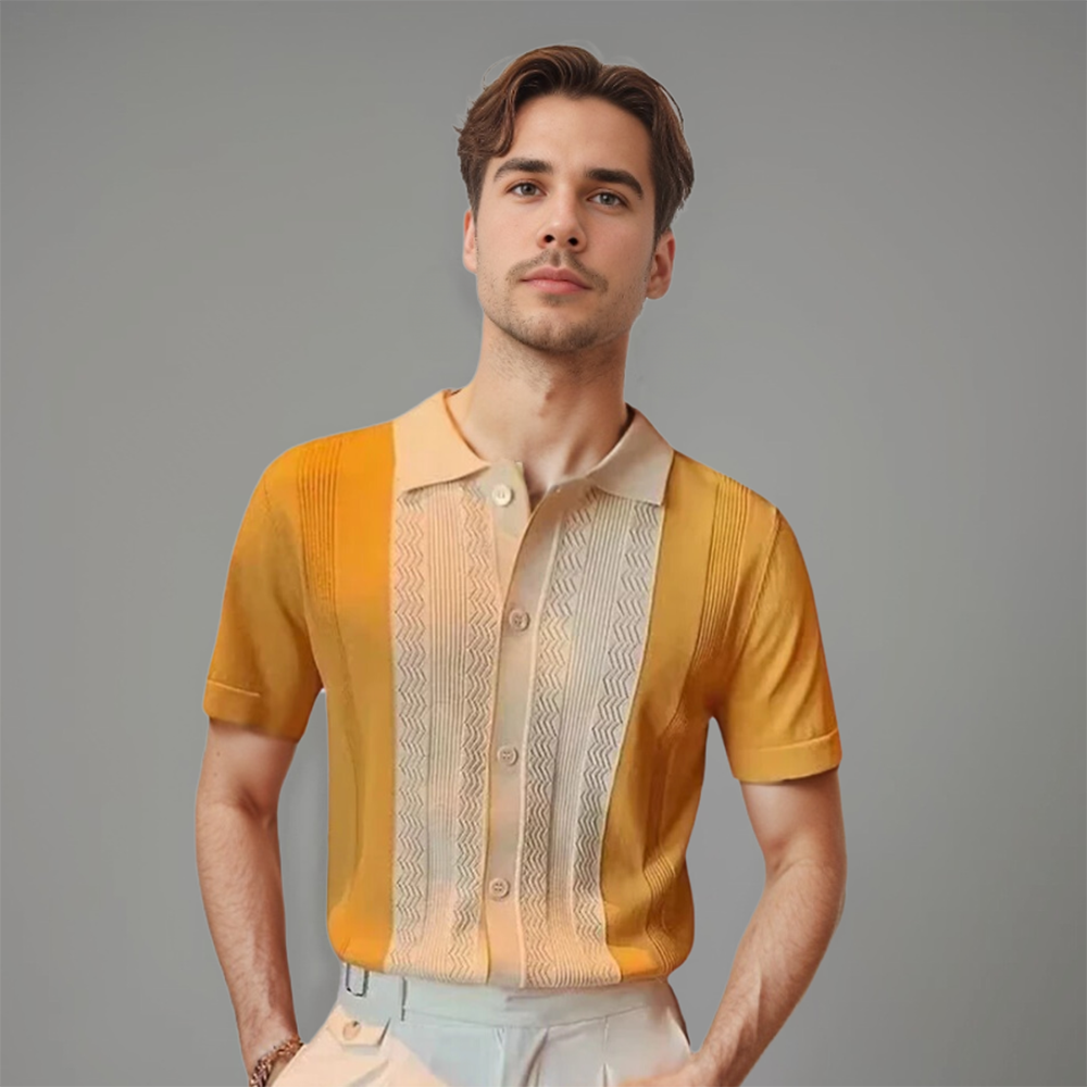 Fabien | Chemise en maille à panneaux contrastés pour hommes