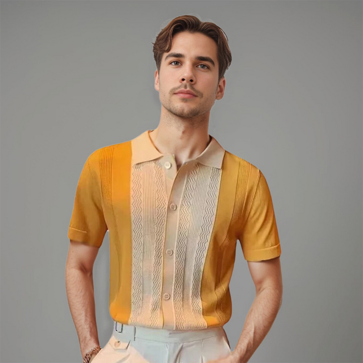 Fabien | Chemise en maille à panneaux contrastés pour hommes