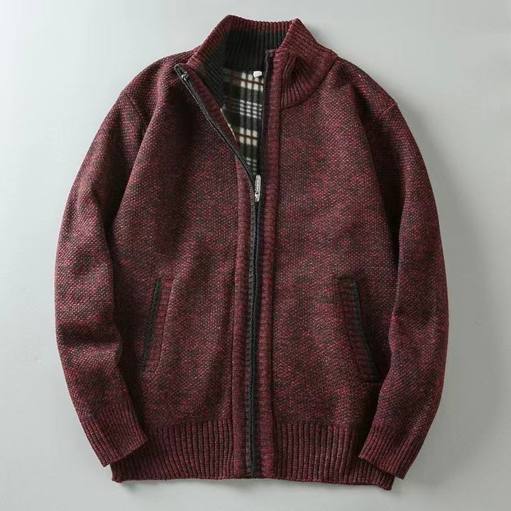 Gilet Homme Chaud en Maille Zippé avec Intérieur Doublé