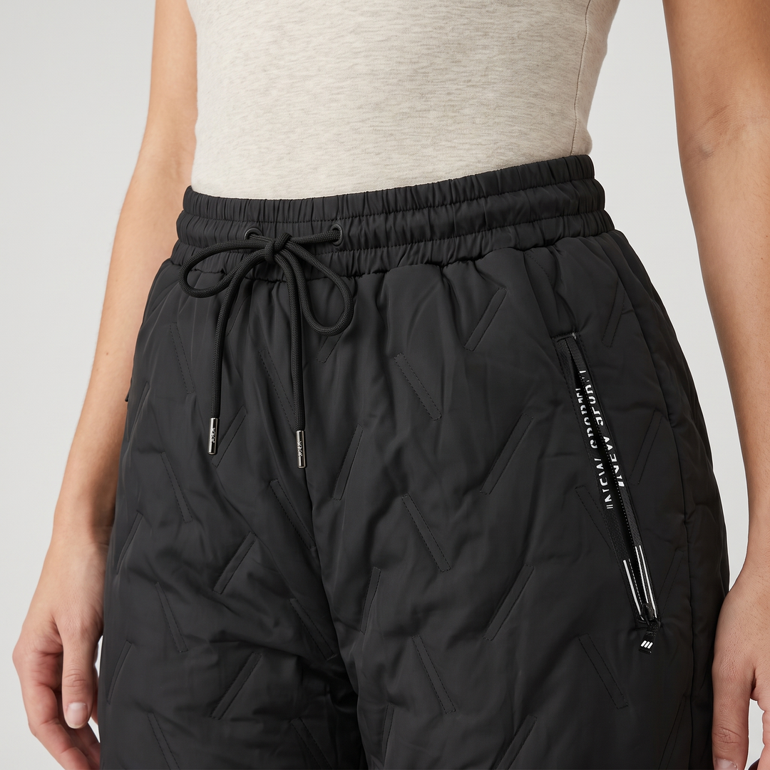 Pantalon d'Hiver Femme Doublé Sherpa Matelassé Taille Cordon