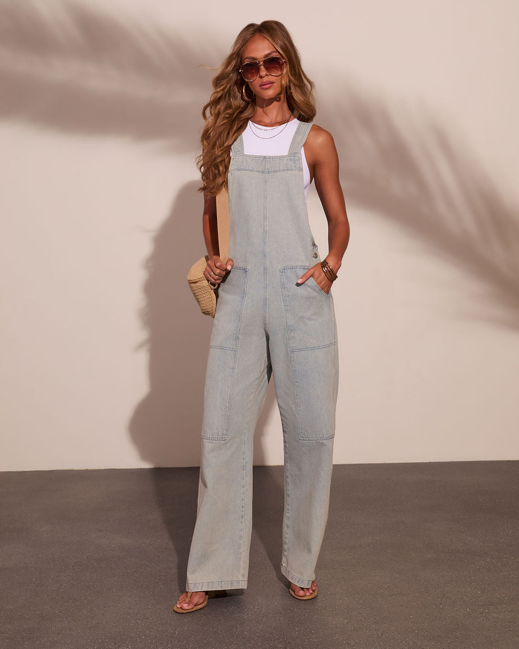 Salopette Femme en Jean de Coton à Jambes Larges