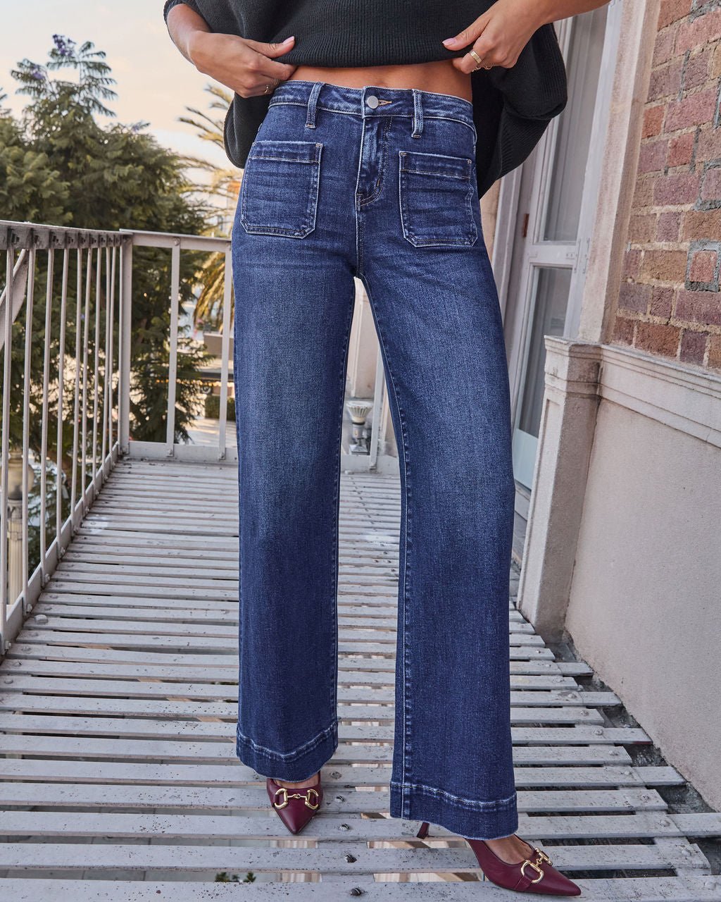 Jean Femme Stretch Taille Haute Coupe Large
