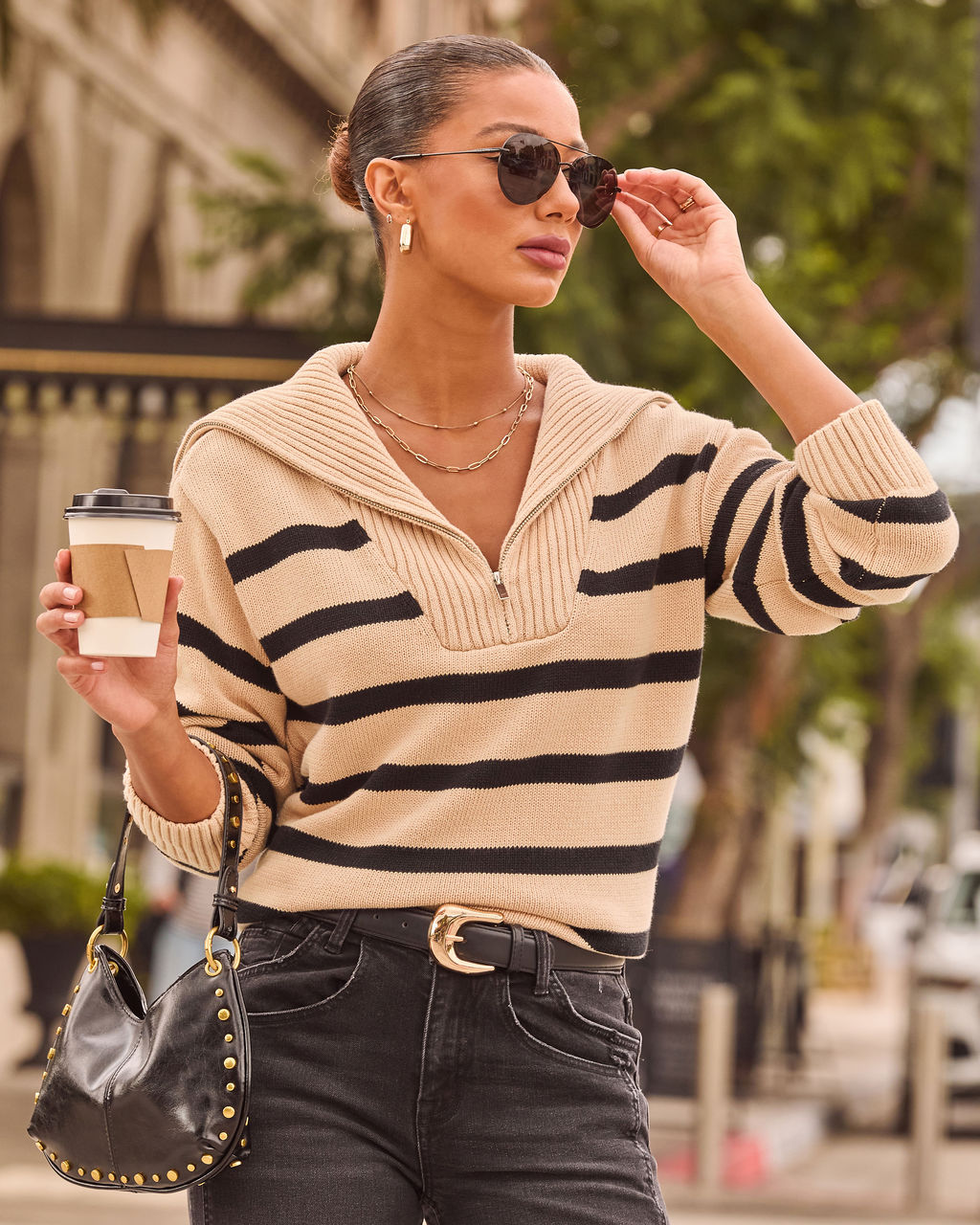 Pull Femme en Coton Mélangé à Rayures