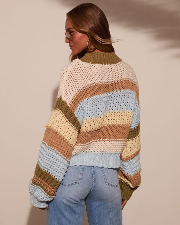 Cardigan Femme en Maille Rayée