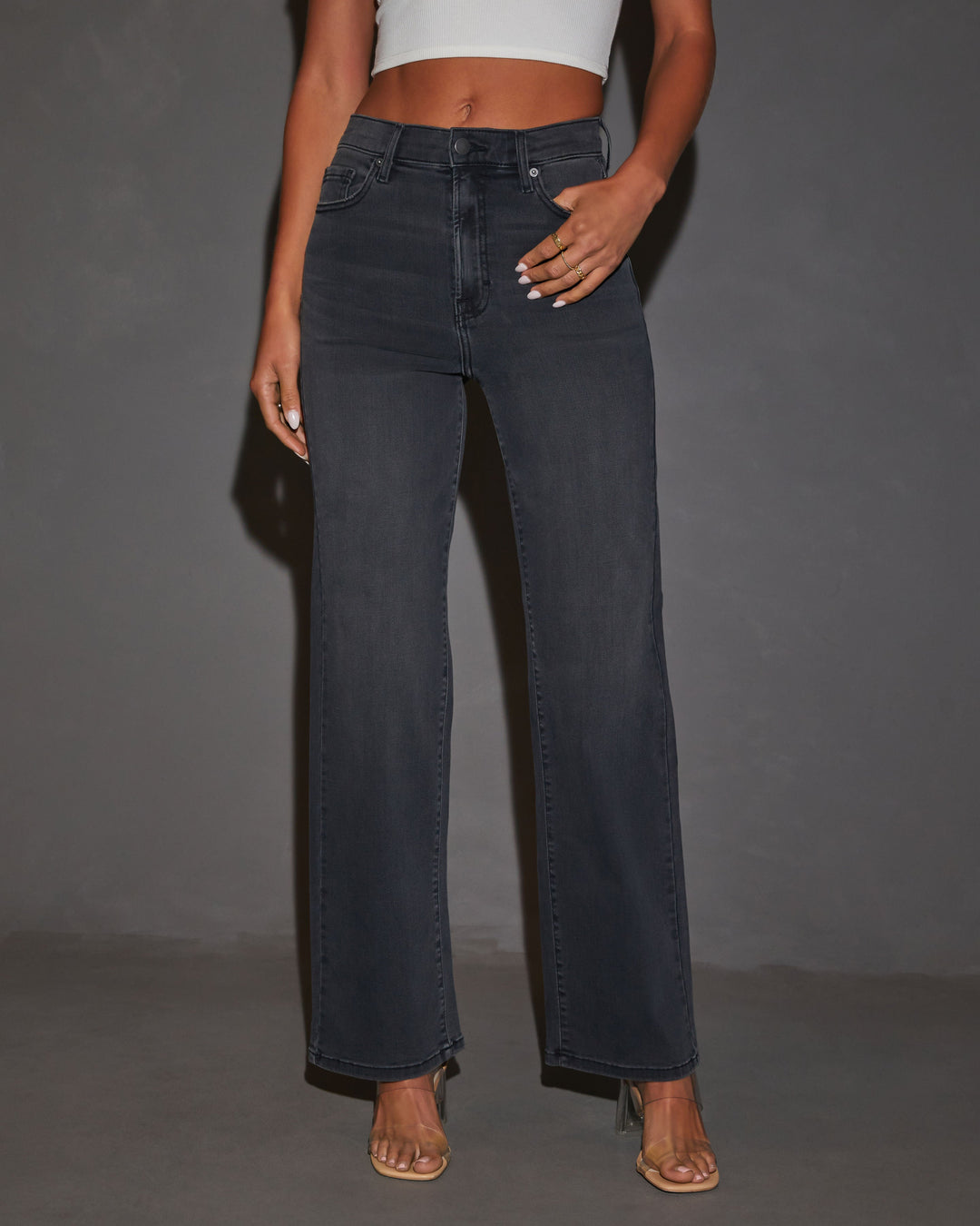 Jean Femme Stretch Taille Haute Coupe Droite