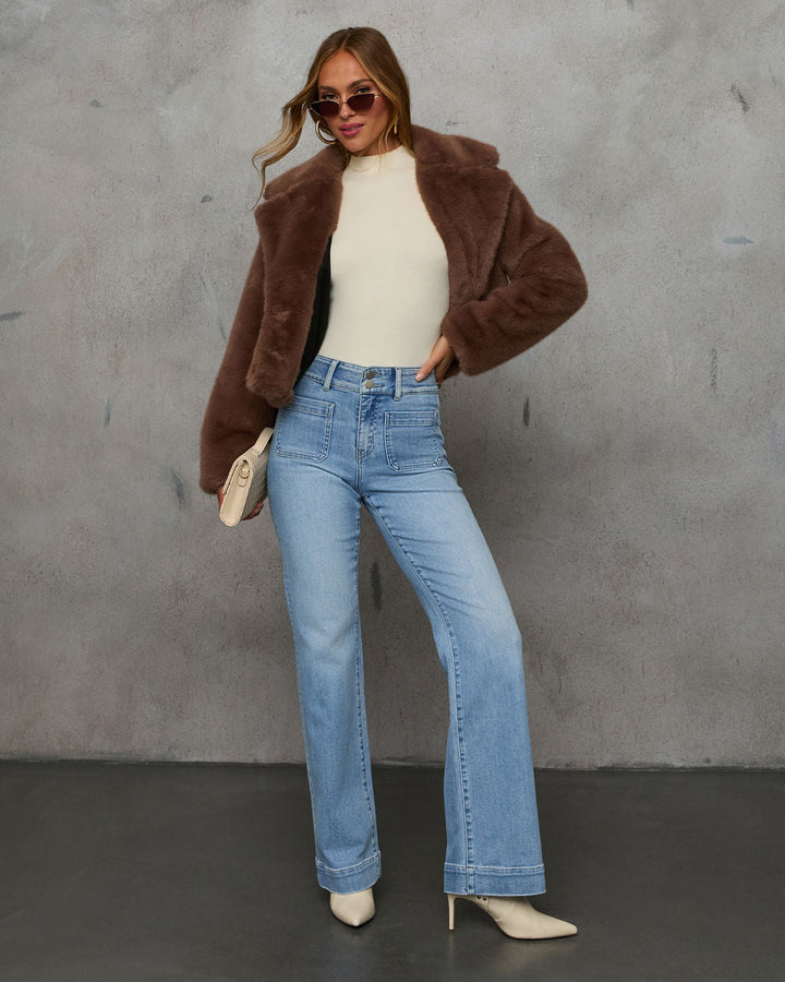 Jean Femme Stretch Taille Haute Coupe Large