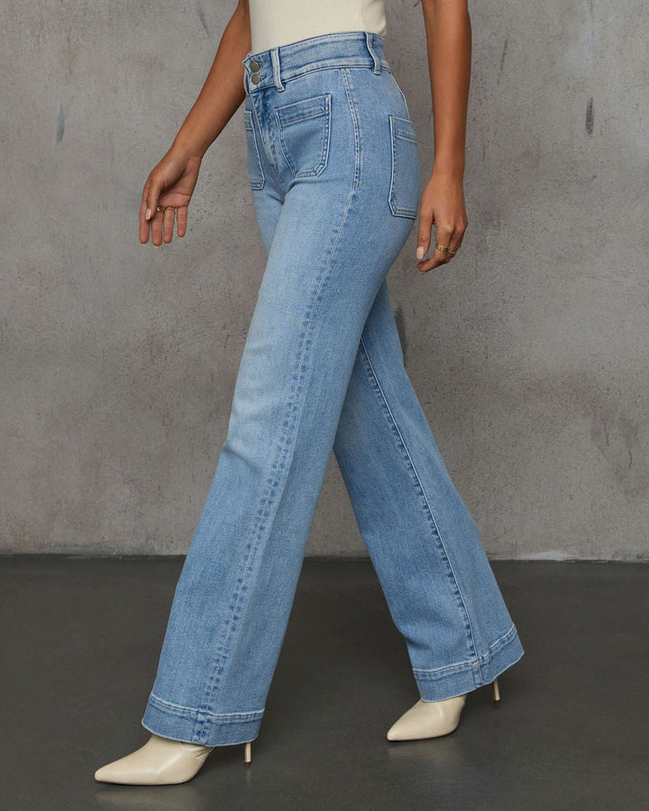 Jean Femme Stretch Taille Haute Coupe Large