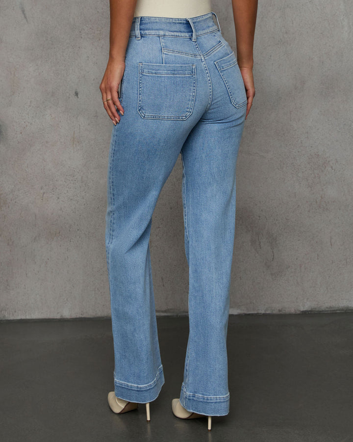 Jean Femme Stretch Taille Haute Coupe Large