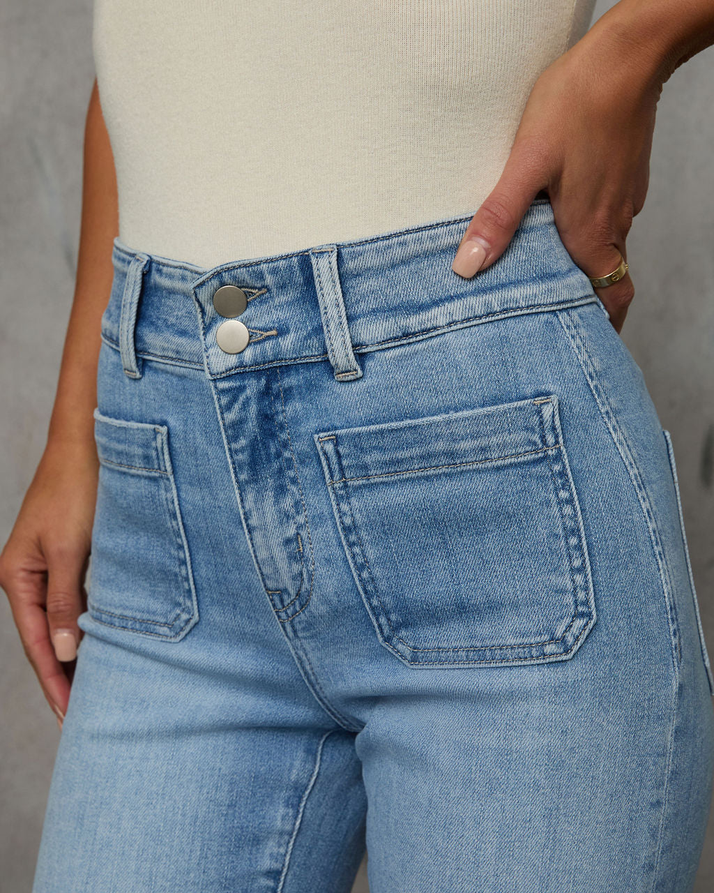 Jean Femme Stretch Taille Haute Coupe Large