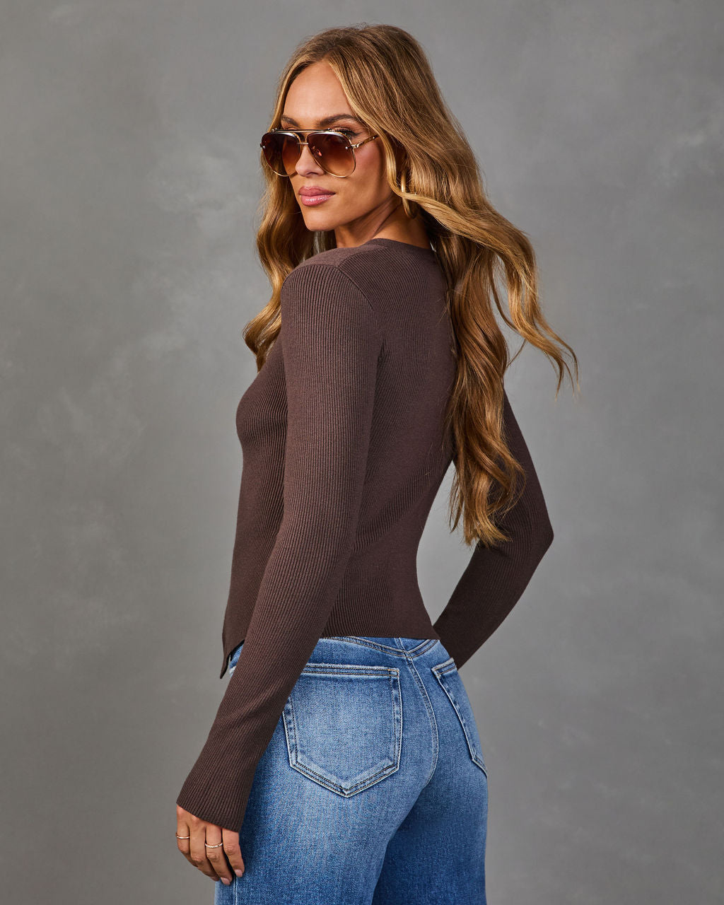 Cardigan Femme en Maille Côtelée Boutonné