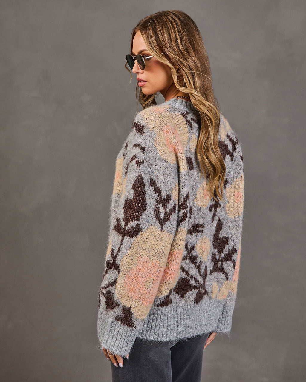 Pull Femme en Maille à Motif Floral