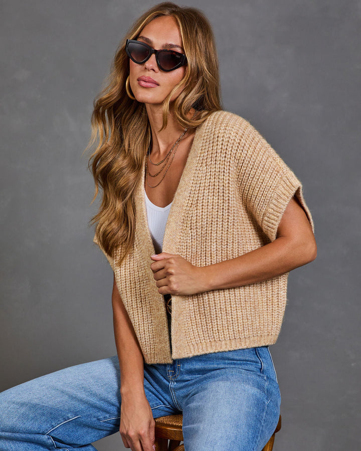 Cardigan Oversize Femme en Maille Épaisse Côtelée Ouvert