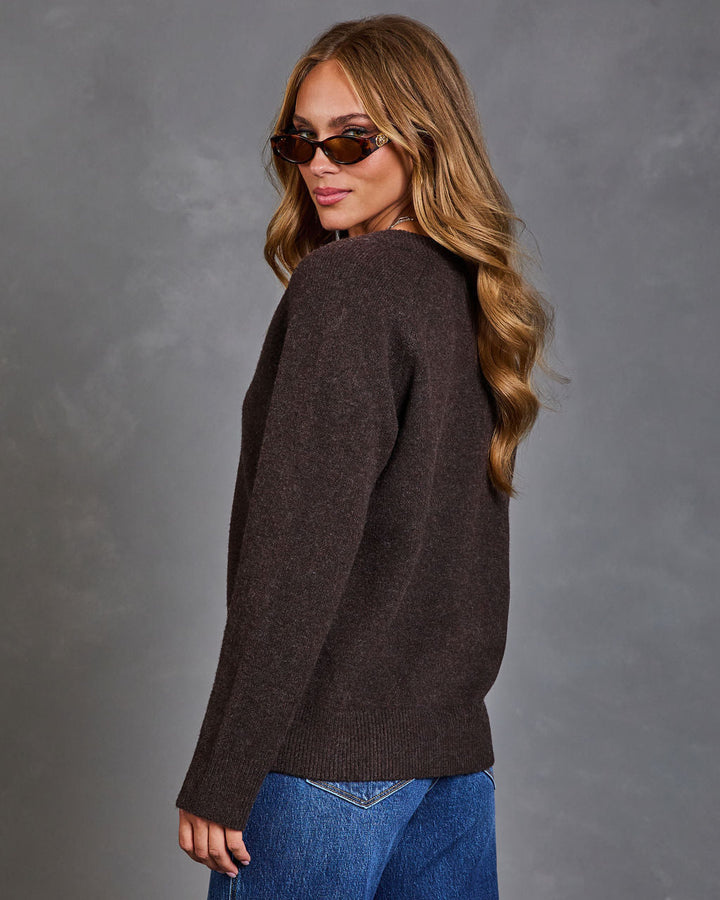 Pull Femme en Maille Brossée à Col V