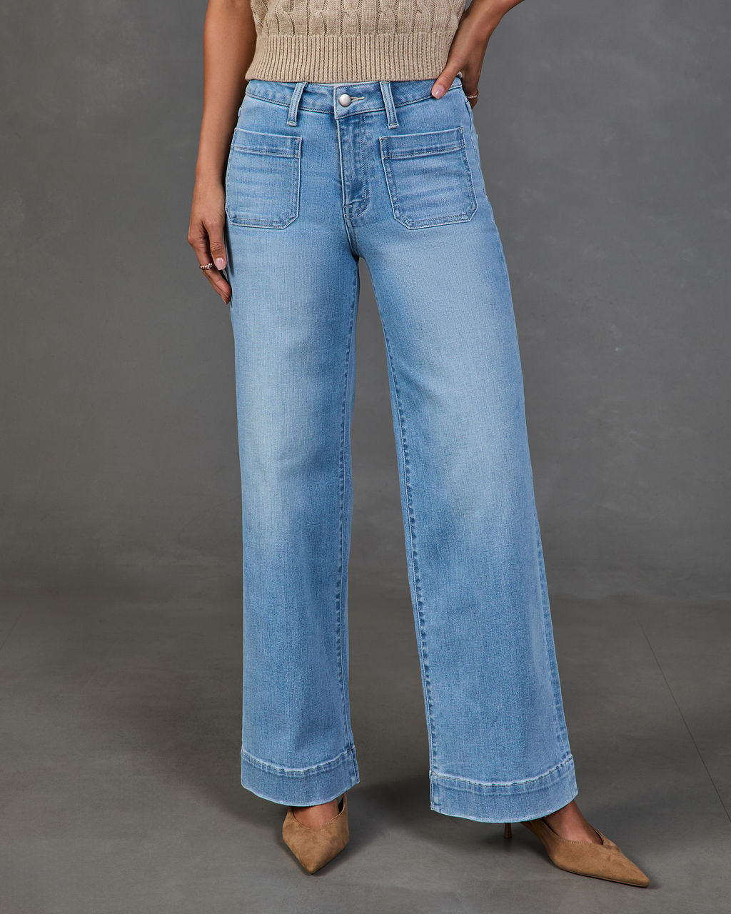 Jean Femme Stretch Taille Haute Coupe Large