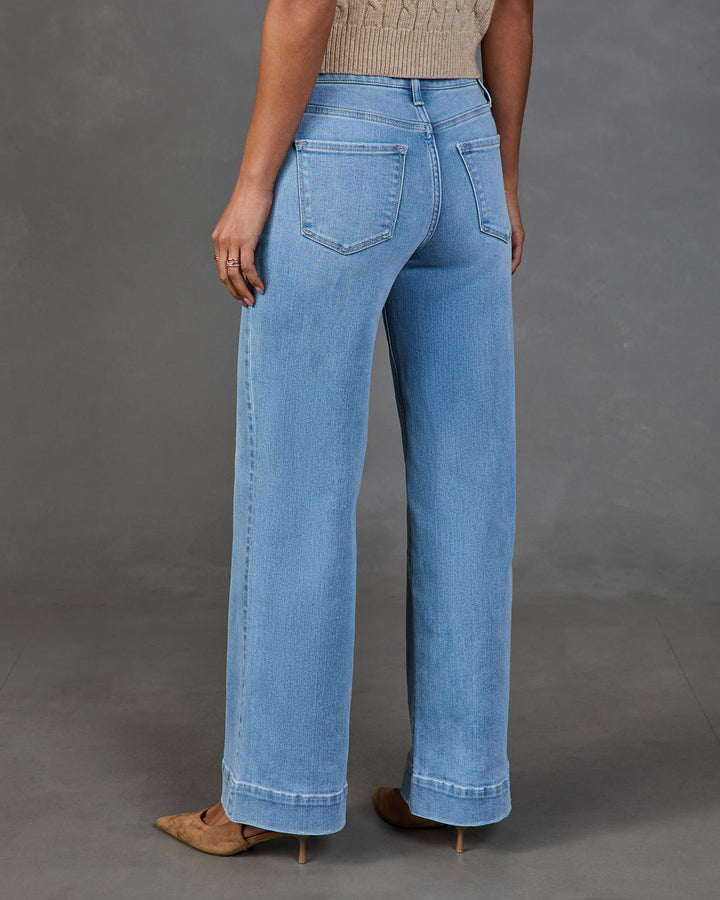 Jean Femme Stretch Taille Haute Coupe Large
