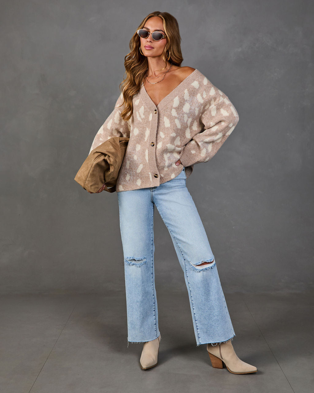Gilet Femme en Maille à Imprimé Animal