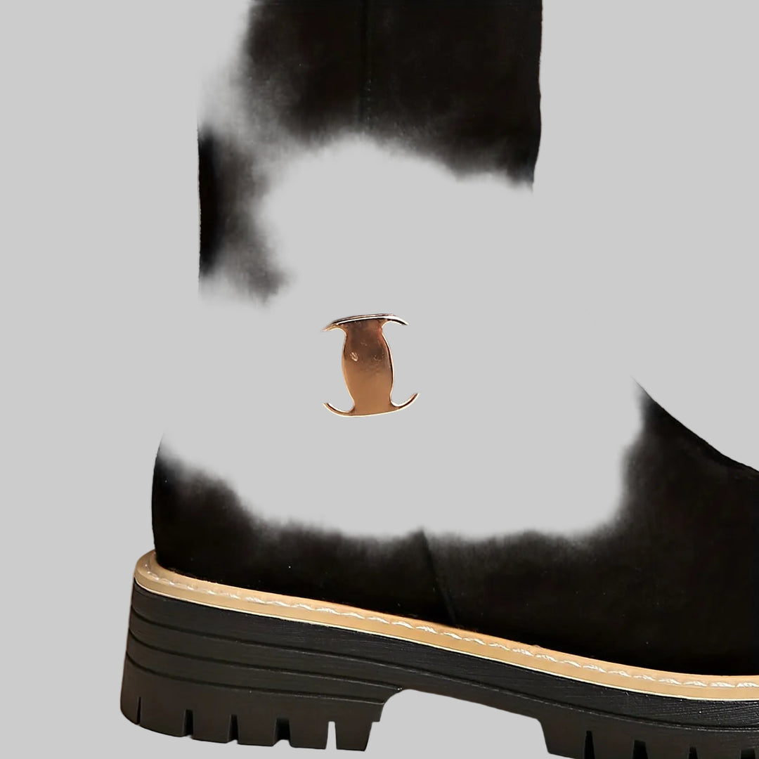 Bottes Femme Hautes à Semelle Plateforme, Fermeture Éclair et Bout Rond
