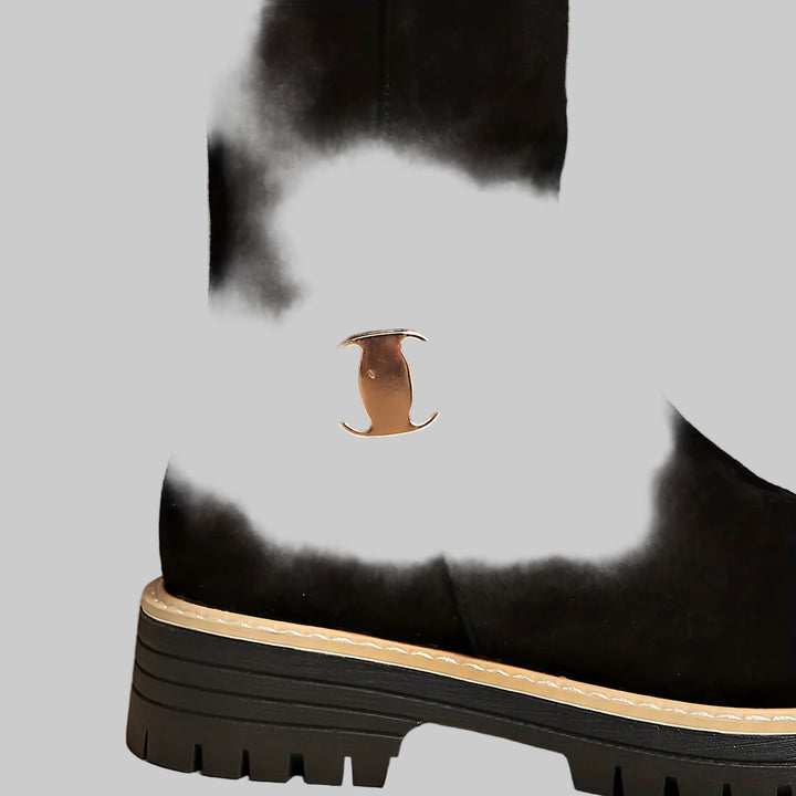 Bottes Femme Hautes à Semelle Plateforme, Fermeture Éclair et Bout Rond