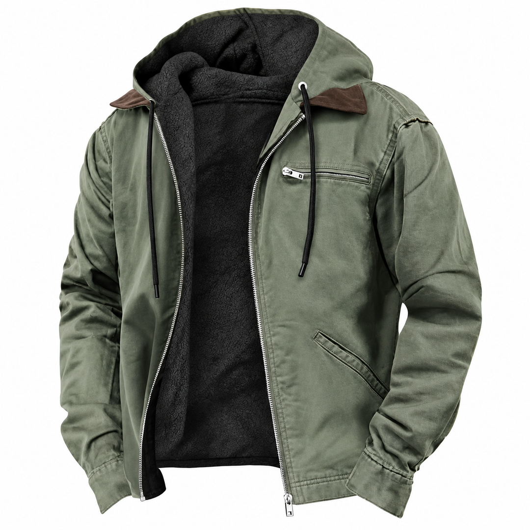 Veste à Capuche Doublée Polaire et Poches Zippées pour Homme