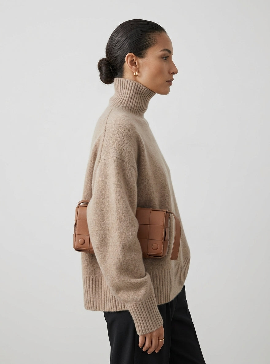 Lisette | Pull Col Roulé Intemporel en Cachemire