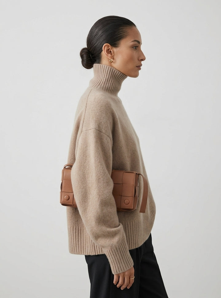 Lisette | Pull Col Roulé Intemporel en Cachemire