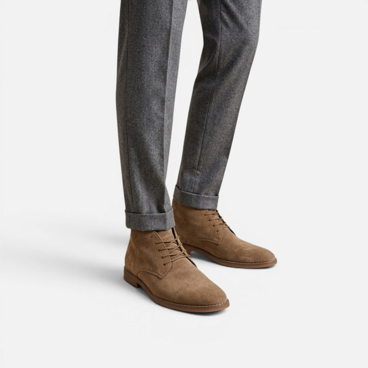 Bottines Chukka Homme en Daim à Lacets et Talon Bas