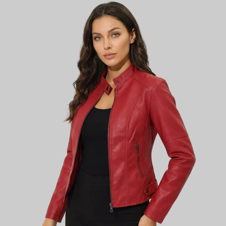 Veste Femme Cintrée Effet Cuir à Fermeture Éclair