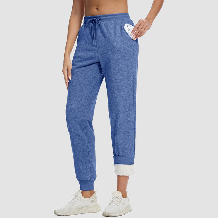 Jogging Femme Doublure Sherpa Taille À Cordon Et Chevilles Élastiquées