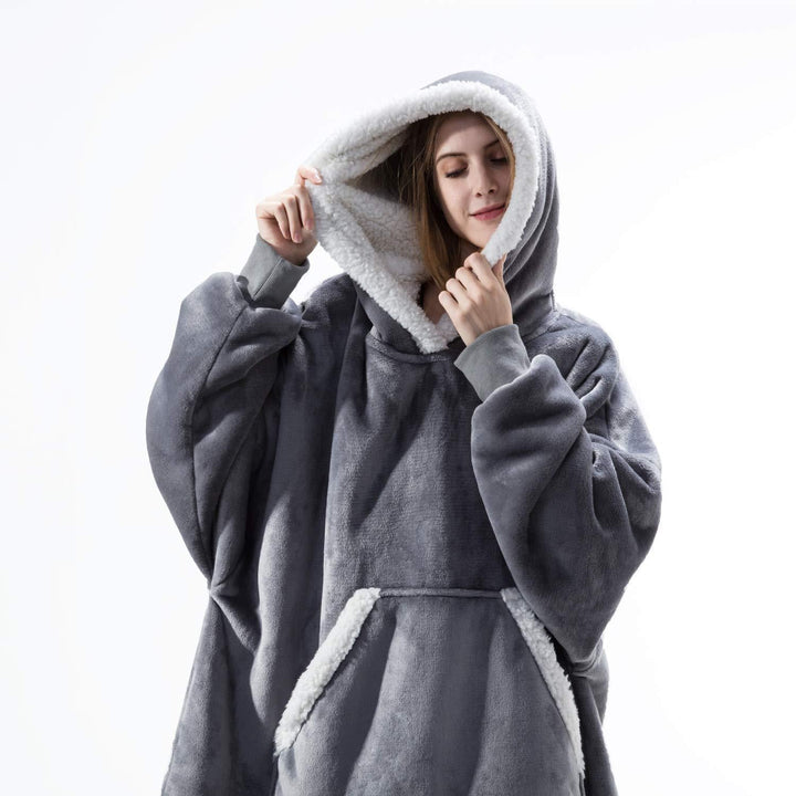 Sweat Plaid à Capuche en Polaire et Laine