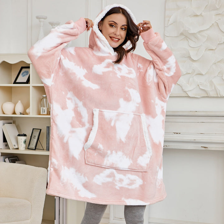 Sweat Plaid à Capuche en Polaire et Laine